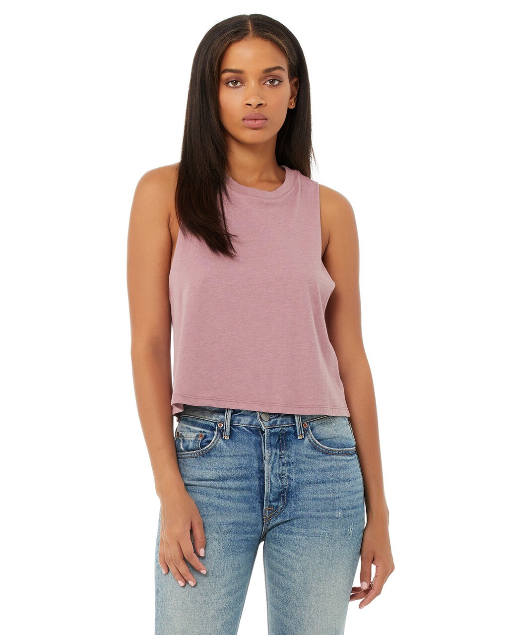 BELLA+CANVAS Ladies Racerback Cropped Tank for Workout, Casual Wear & Streetwear Lightweight Athletic Top